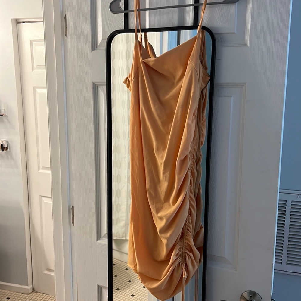 Vestibule dress with cinched side — worn once